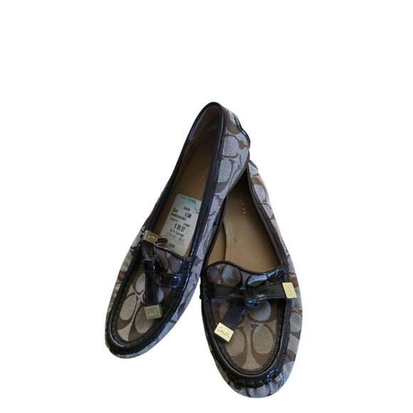 Coach Stacie Slip On Loafers Brown Bow Accent Signature Womens US 6.5 - Picture 1 of 5